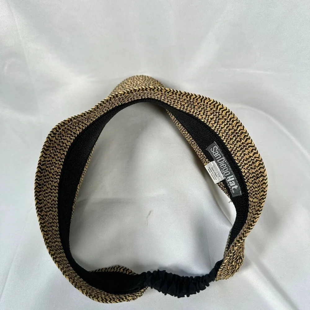 San Diego Hat Company Wide Brim Paper Braid Visor One Size Tan Black